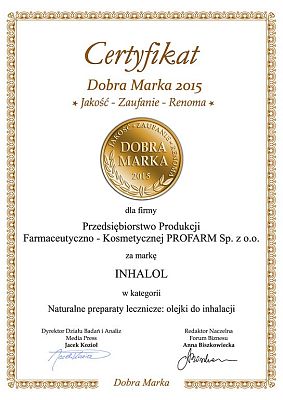 Certyfikat Dobra Marka 2015